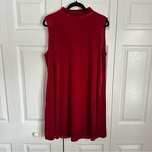 Agnes & Dora Dress Womens 3XL Red Velvet Sleeveless Mock Neck A-Line Swing Party